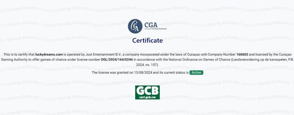 Lucky Dreams Casino licence